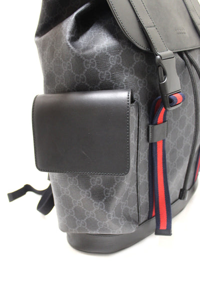 GUCCI Gucci Black GG Supreme Canvas with Leather Backpack 495563 | Italystation.com - Shop Now at italystation.com