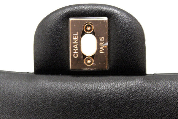 Chanel Classic Black Quilted Lambskin Leather Classic Medium Double Flap Bag