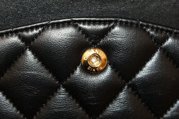 Chanel Classic Black Quilted Lambskin Leather Classic Medium Double Flap Bag