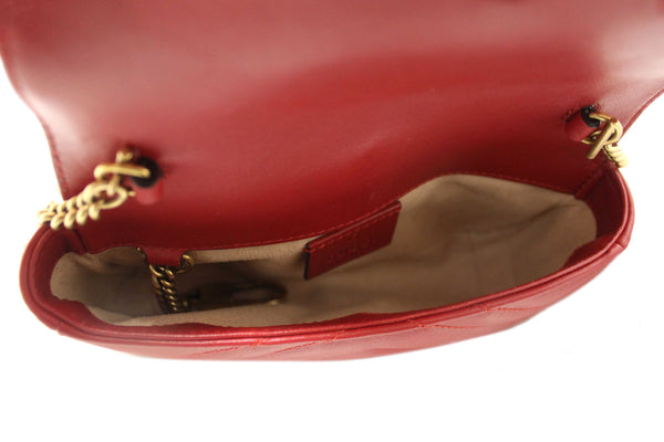 Gucci Red Marmont Matelasse Super Mini Chain Bag 476433