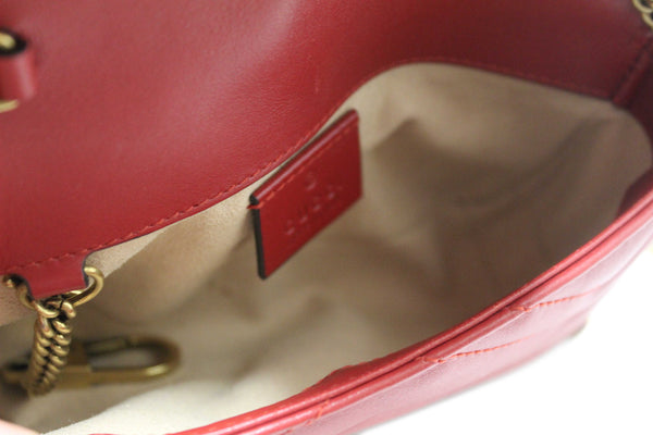 Gucci Red Marmont Matelasse Super Mini Chain Bag 476433