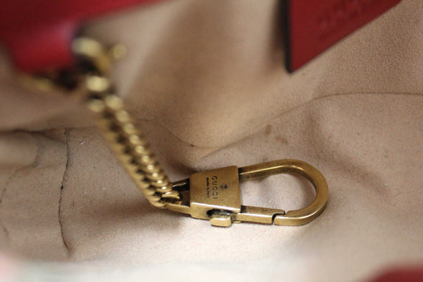 Gucci Red Marmont Matelasse Super Mini Chain Bag 476433