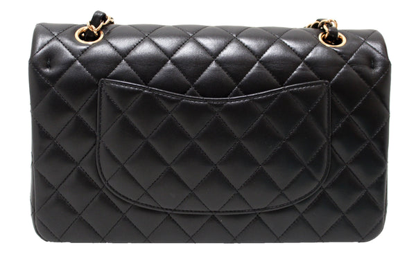Chanel Classic Black Quilted Lambskin Leather Classic Medium Double Flap Bag