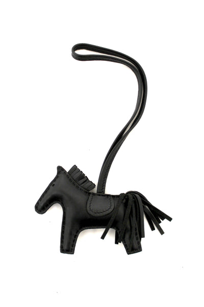 Hermes Black Milo Lambskin Grigri Rodeo Horse Bag Charm