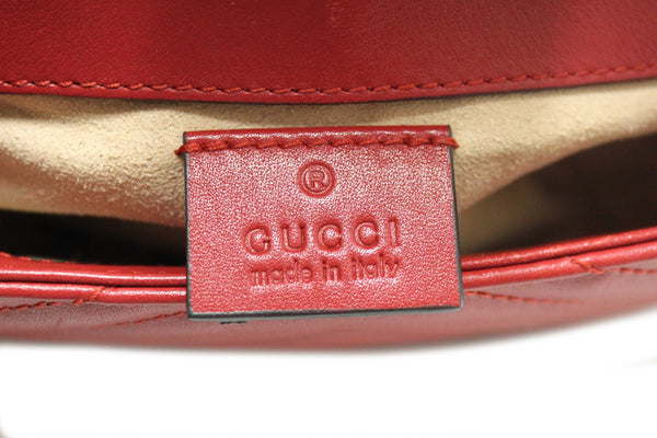 Gucci Red Marmont Matelasse Super Mini Chain Bag 476433