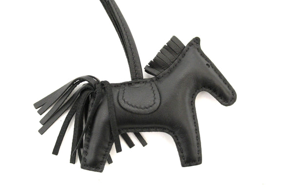 Hermes Black Milo Lambskin Grigri Rodeo Horse Bag Charm