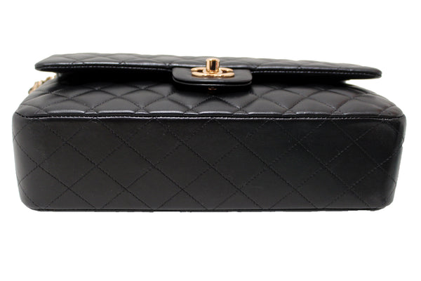 Chanel Classic Black Quilted Lambskin Leather Classic Medium Double Flap Bag