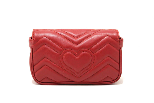Gucci Red Marmont Matelasse Super Mini Chain Bag 476433