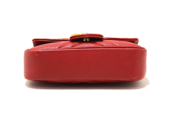 Gucci Red Marmont Matelasse Super Mini Chain Bag 476433