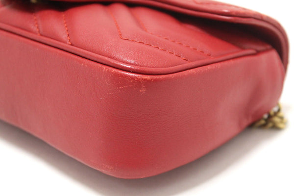 Gucci Red Marmont Matelasse Super Mini Chain Bag 476433