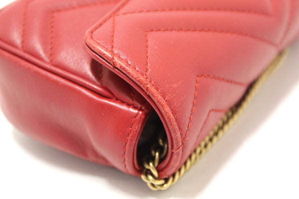 Gucci Red Marmont Matelasse Super Mini Chain Bag 476433