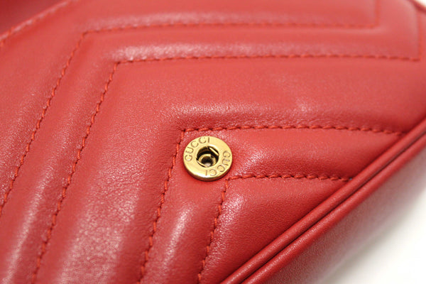 Gucci Red Marmont Matelasse Super Mini Chain Bag 476433