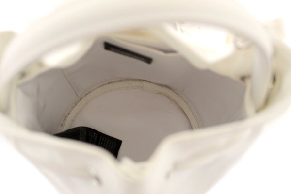 Balenciaga White Nylon XS Wheel Drawstring Bucket Bag