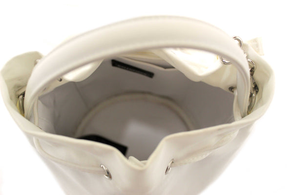 Balenciaga White Nylon XS Wheel Drawstring Bucket Bag