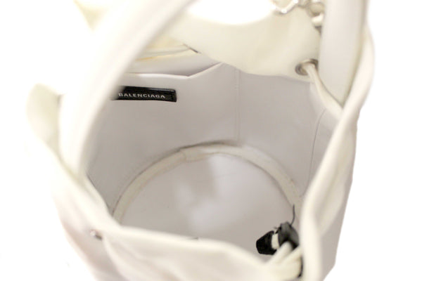 Balenciaga White Nylon XS Wheel Drawstring Bucket Bag