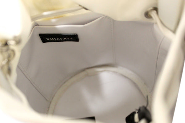Balenciaga White Nylon XS Wheel Drawstring Bucket Bag