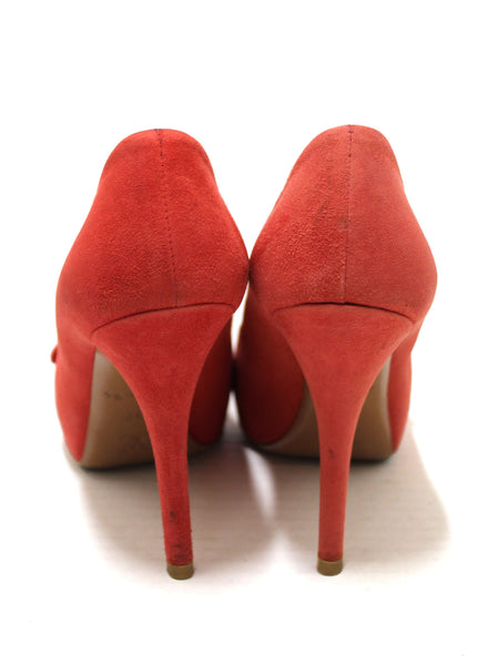 Louis Vuitton Red Suede Leather Pumps Shoes Size 37