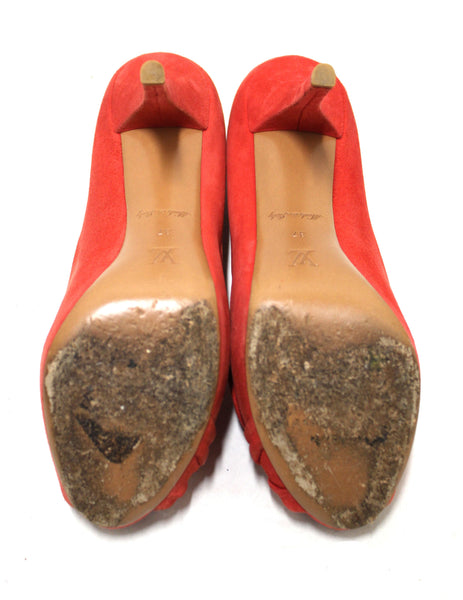 Louis Vuitton Red Suede Leather Pumps Shoes Size 37