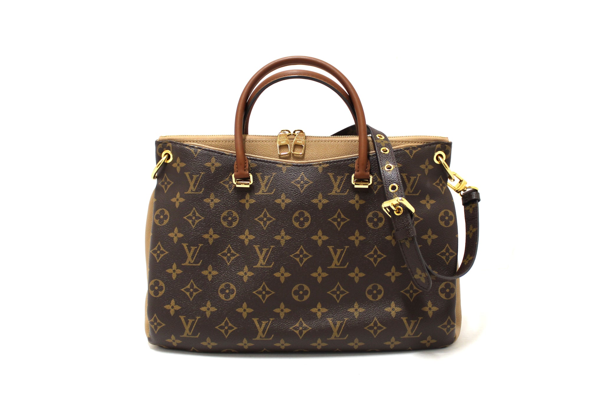 Louis Vuitton Classic Monogram with Dune Calfskin Leather Pallas Handbag