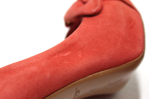 Louis Vuitton Red Suede Leather Pumps Shoes Size 37