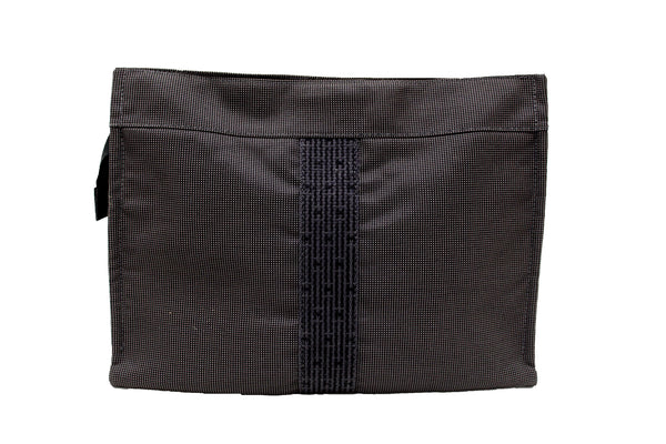 Hermes Grey Toile H Canvas Herline Clutch