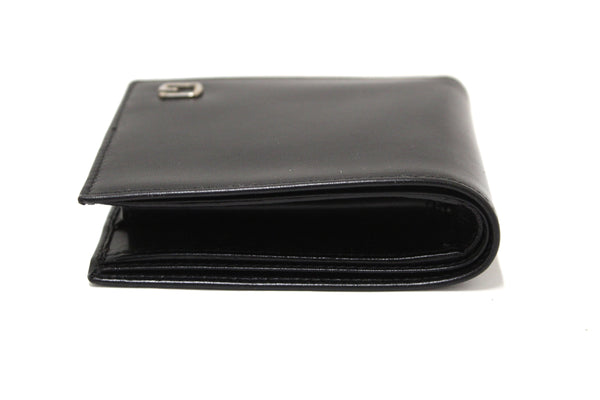 New Gucci Black Smooth Leather Square Bi-fold Men's Wallet 162838