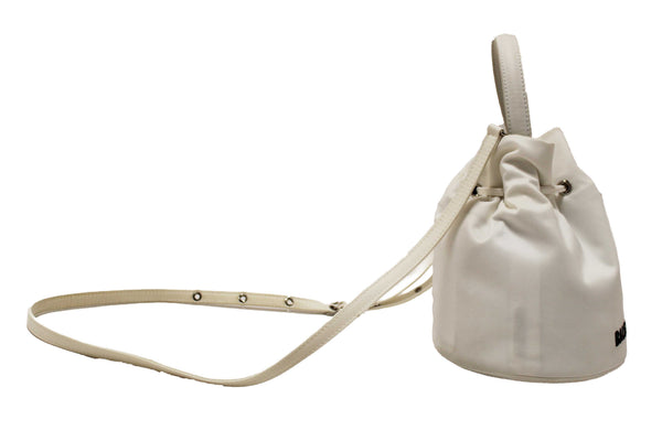 Balenciaga White Nylon XS Wheel Drawstring Bucket Bag