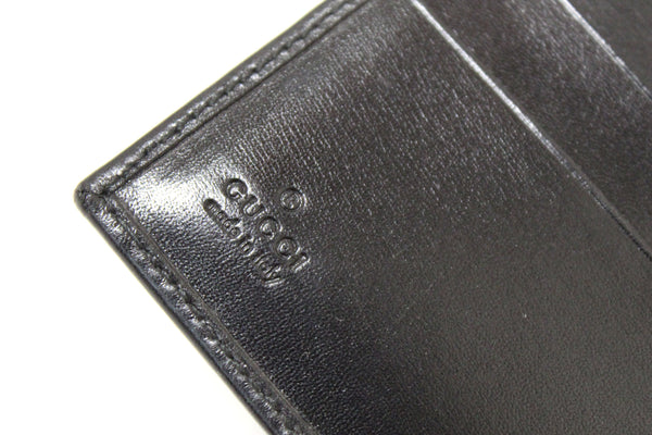 New Gucci Black Smooth Leather Square Bi-fold Men's Wallet 162838