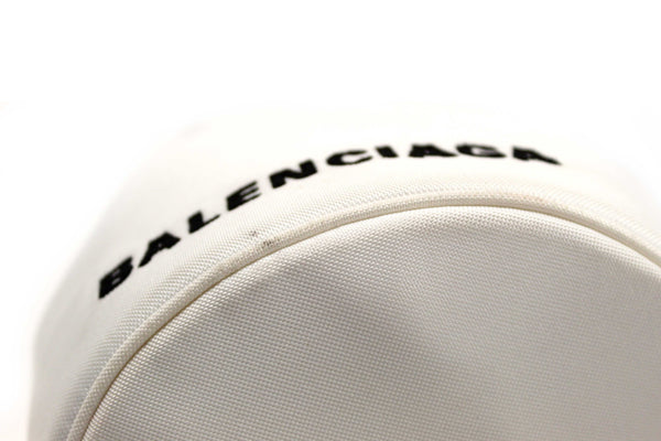 Balenciaga White Nylon XS Wheel Drawstring Bucket Bag