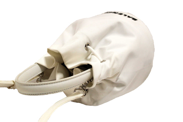 Balenciaga White Nylon XS Wheel Drawstring Bucket Bag