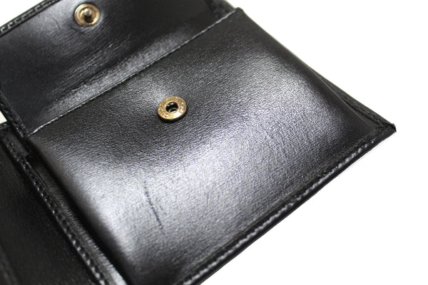 New Gucci Black Smooth Leather Square Bi-fold Men's Wallet 162838