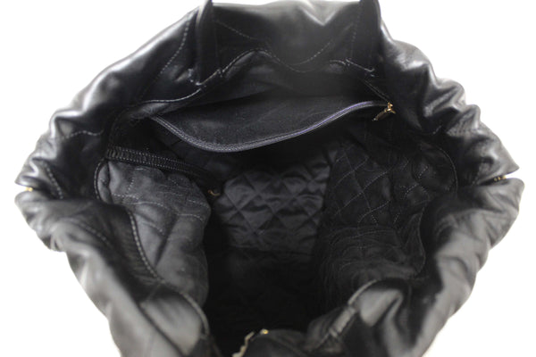 Chanel Black Chanel 22 Calfskin Leather Drawstring Chain Backpack