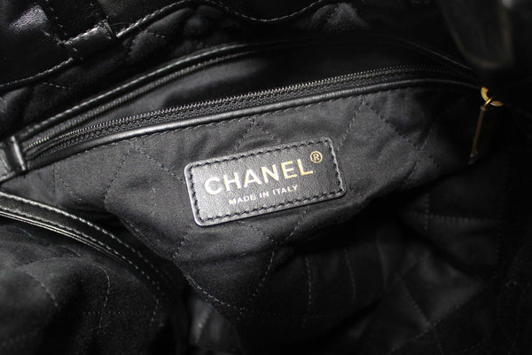 Chanel Black Chanel 22 Calfskin Leather Drawstring Chain Backpack