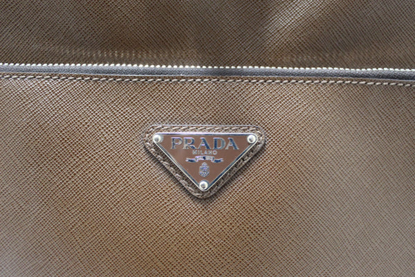 Prada Brown Saffiano Leather Travel Trolley Rolling Luggage