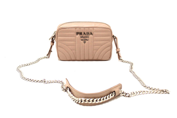 Prada Camera Diagramme Mini Pink Quilted Crossbody Bag