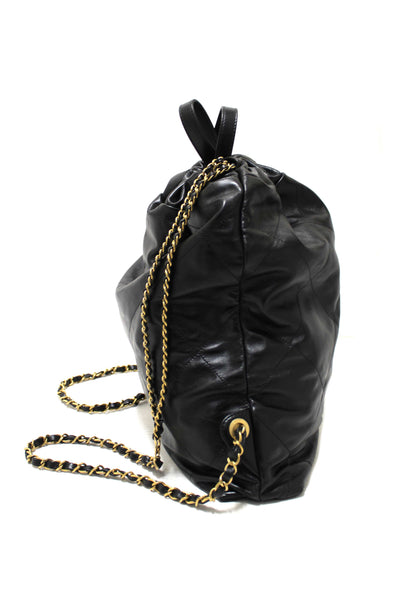 Chanel Black Chanel 22 Calfskin Leather Drawstring Chain Backpack