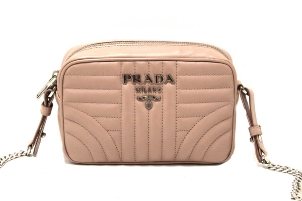 Prada Camera Diagramme Mini Pink Quilted Crossbody Bag