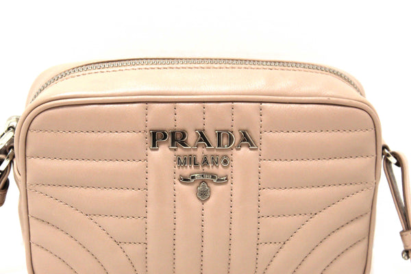 Prada Camera Diagramme Mini Pink Quilted Crossbody Bag