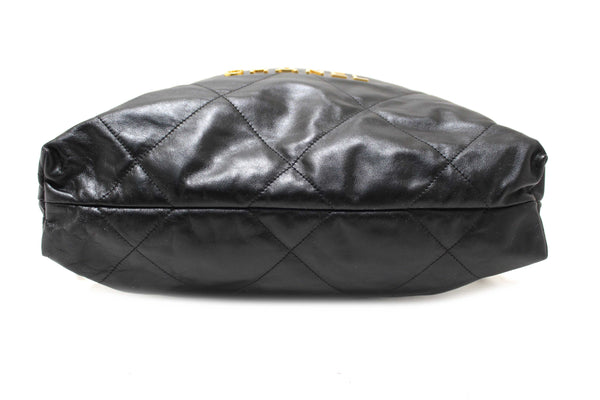 Chanel Black Chanel 22 Calfskin Leather Drawstring Chain Backpack