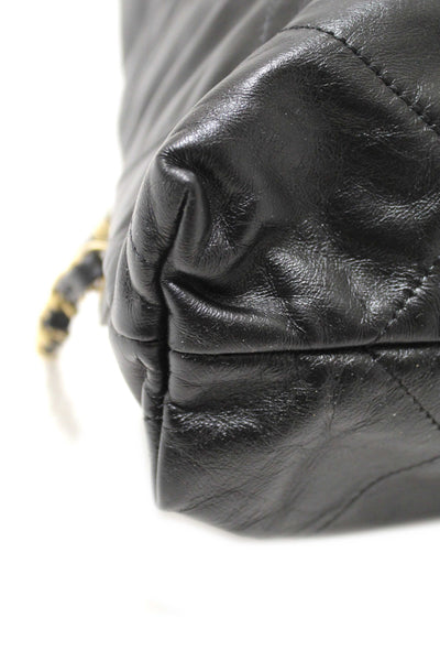 Chanel Black Chanel 22 Calfskin Leather Drawstring Chain Backpack