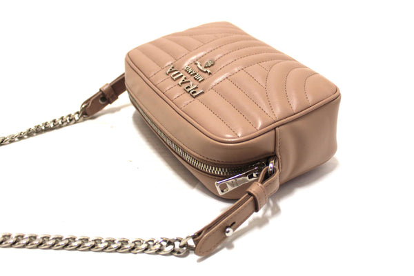 Prada Camera Diagramme Mini Pink Quilted Crossbody Bag