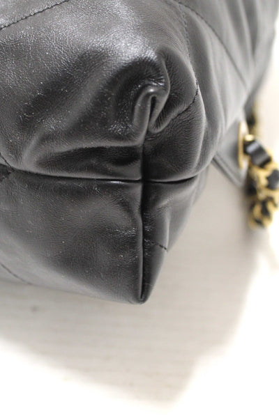 Chanel Black Chanel 22 Calfskin Leather Drawstring Chain Backpack