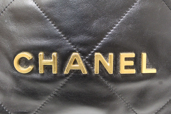 Chanel Black Chanel 22 Calfskin Leather Drawstring Chain Backpack