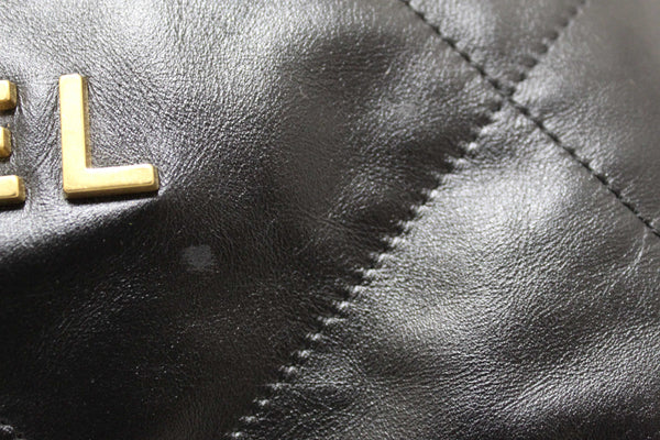 Chanel Black Chanel 22 Calfskin Leather Drawstring Chain Backpack