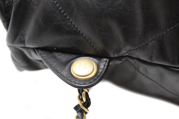 Chanel Black Chanel 22 Calfskin Leather Drawstring Chain Backpack