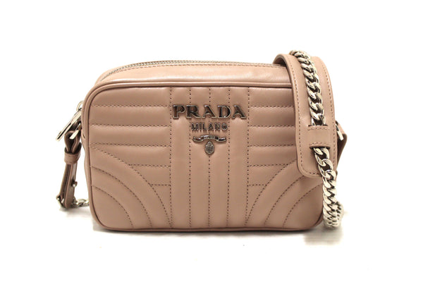 Prada Camera Diagramme Mini Pink Quilted Crossbody Bag