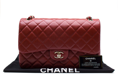 Chanel A58600 Classic CC Red Caviar Jumbo Shoulder Bags Shw
