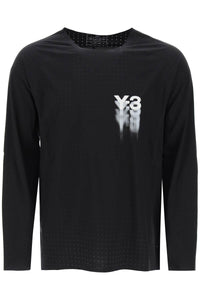 Y-3 long-sleeved perforated jersey t IN8744 BLACK