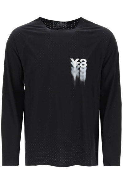 long-sleeved perforated jersey t IN8744 BLACK