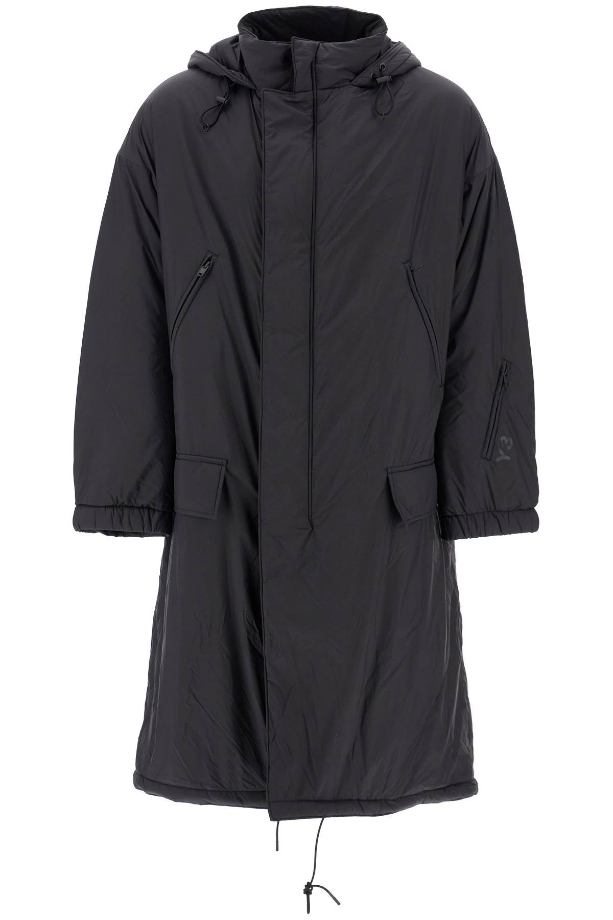 long padded nylon parka coat IW7486 BLACK